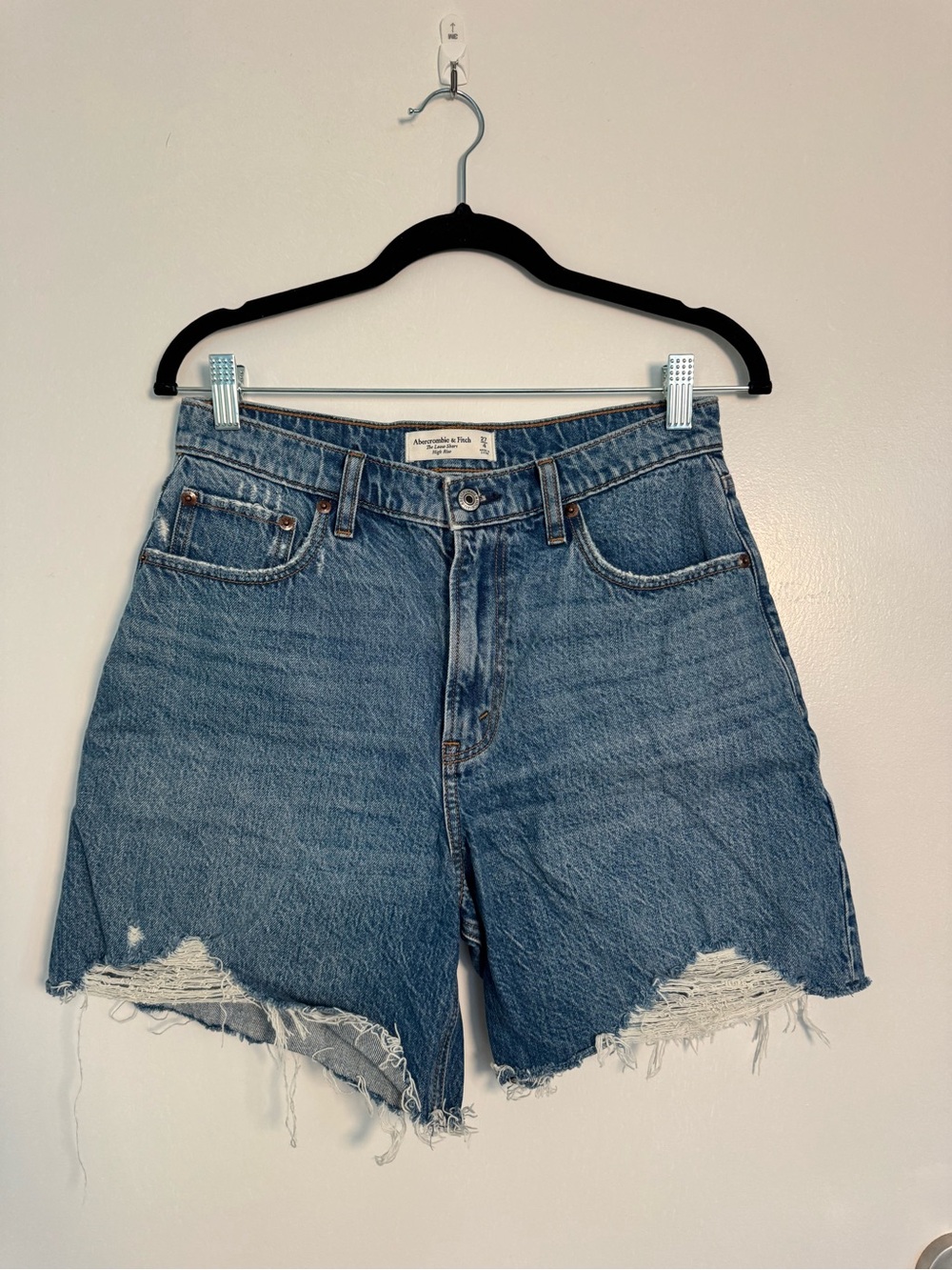 Abercrombie & Fitch Distressed High-Rise Jean Shorts